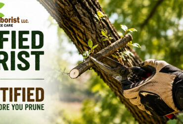 Certified arborist pruning a tree in Tampa Bay